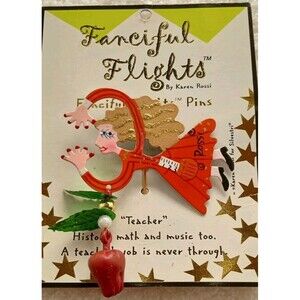 Karen Rossi Silvestri Fanciful Flights Stick Pin Jewelry "Teacher" NEW